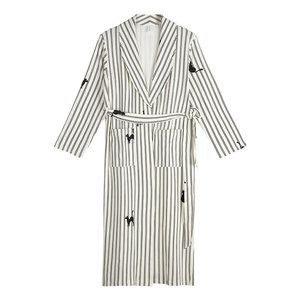 
Xuan Liang Waffle Cotton Nightgown Women's Spring and Autumn Long Sleeve Striped Pajamas High-Quality Bathrobe Large Size Home Clothes