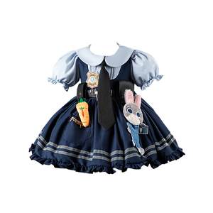 
Girls Princess Dress Judy Rabbit Officer Children's Clothes Lolita Girl Cos Zootopia Dress