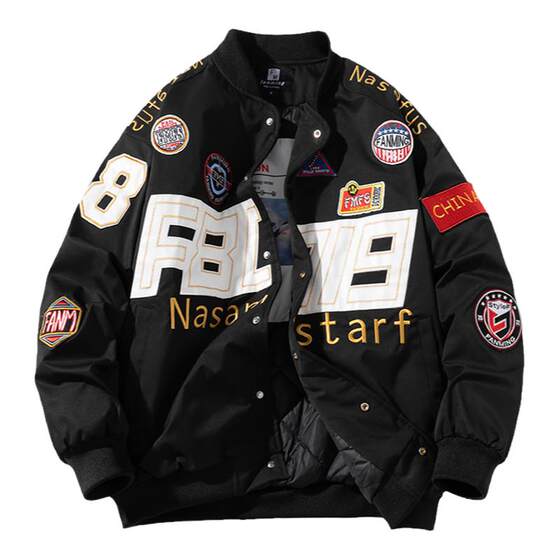 NASA co -branded tide brand thickened coat cotton jacket autumn and winter couple American -style locomotive baseball men's and female pilot jacket