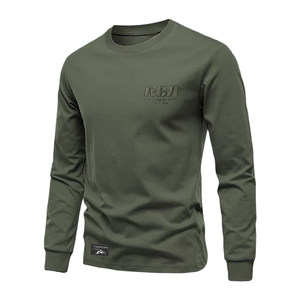 
Autumn new round neck long-sleeved T-shirt men's sweatshirt embroidered American retro loose versatile casual bottoming top