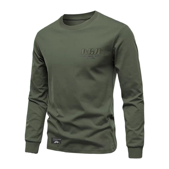 
Autumn new round neck long-sleeved T-shirt men's sweatshirt embroidered American retro loose versatile casual bottoming top