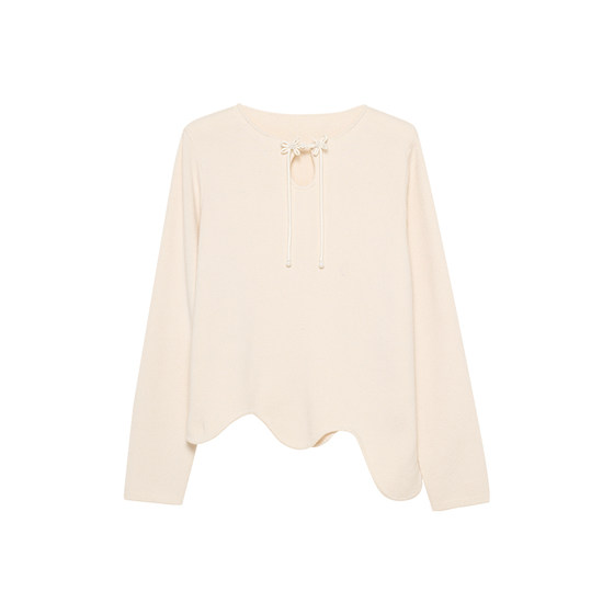 
HeyDress new Chinese style sweater women's winter buckle design sweater curved hem loose lazy top