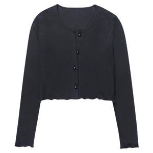 Girlsat18 Black shawl knit sweater with a shirt with a camisole sunscreen shirt short jacket
