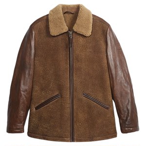 
MCS men's clothing originated from Marlboro autumn and winter retro casual fitted fur collar fur integrated sheepskin leather jacket