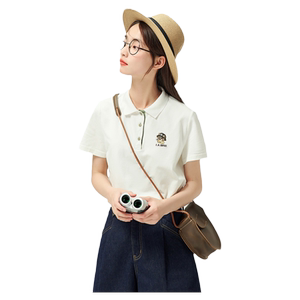 
Zihan polo neck casual short-sleeved women's summer new cartoon embroidery college sports top base fashionable and versatile