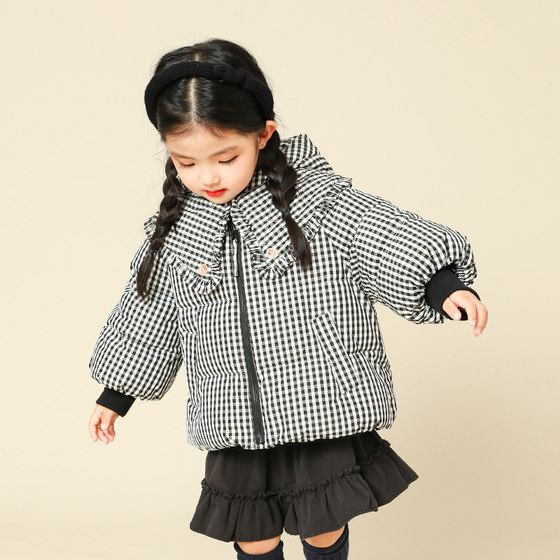 Kangyier 베이비 다운 재킷 중간 길이 두꺼운 소녀 다운 재킷 아동 한국 스타일 서양식 따뜻한 아동 의류 재킷