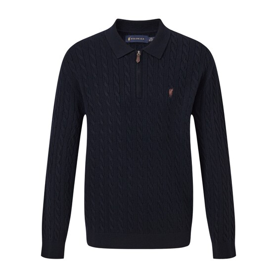 
POLOWALK men's sweater 2025 autumn and winter new lapel slim half zipper cable knit inner top