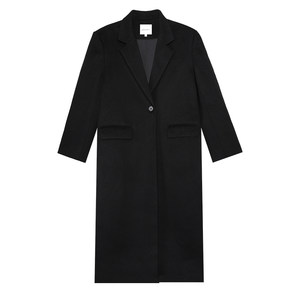 
NEVA HU black woolen coat for women mid-length 2024 new loose and slimming over-the-knee wool blazer