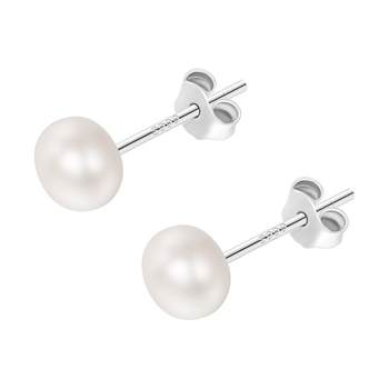 S999 Pure silver color natural freshwater pearl earrings female
