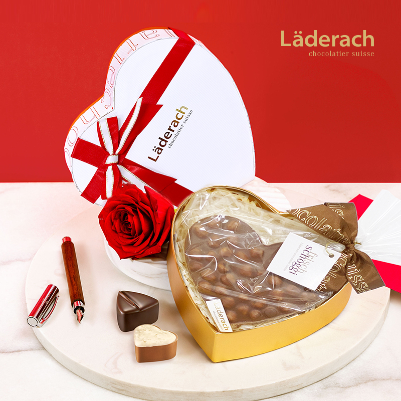 Laderach莱德拉爱心榛子牛奶巧克力黑巧礼盒瑞士进口高端零食