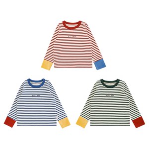 
Youyou children's clothing boys' long-sleeved round neck contrast striped bottoming shirt 2026 new Korean autumn clothing children's T-shirt trend