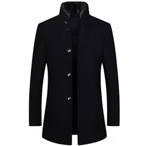 Pier Cardin woolen coat for men middle-aged winter mink fur collar mid-length cashmere woolen thickened jacket