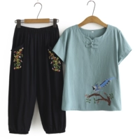 Хлопковая летняя одежда для матери, модный комплект, футболка с коротким рукавом для пожилых людей, летний бюстгальтер-топ, для среднего возраста, из хлопка и льна