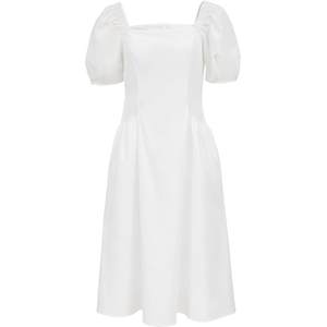 
Vero Moda Dress 2025 Autumn New Lady Style Square Neck Puff Sleeve Waist A-Line Skirt 32537B001