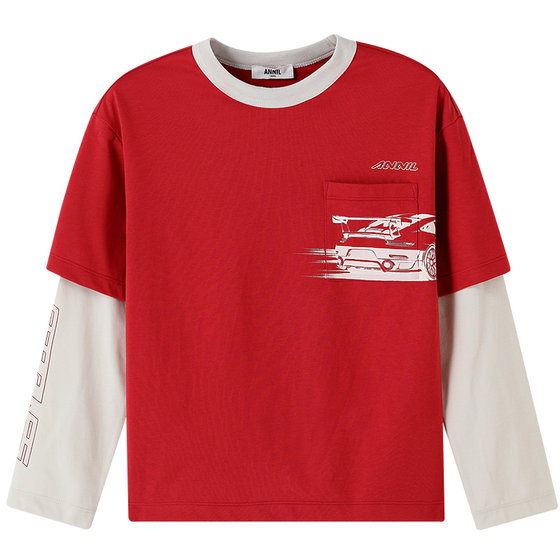 
[Same style in shopping malls] Annai children's clothing boys' round neck long-sleeved T-shirt autumn new stretch AB531102