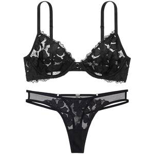 Victoria's Secret Thin Mesh Embroidered Soft Wire Bra and Panties Women's Suit Valentine's Day Gift for Girlfriend and Wife