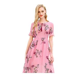 
Giovanni Shopping Mall New Summer Fashion Silk Crepe Print High-waisted Temperament Mulberry Silk Dress Women's Mid-length