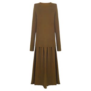 
aaaaxbbb caramel croissant return limited color super cow fabric knitted top long skirt two-piece set autumn and winter