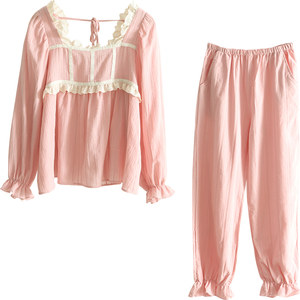 
Bananagirl pajamas for women in spring and autumn pure cotton long sleeve couple Korean version sweet princess style ins home clothes men summer