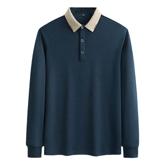
Spring business super large size long-sleeved T-shirt for men's lapel plus fat plus loose loose casual middle-aged and elderly dad POLO shirt