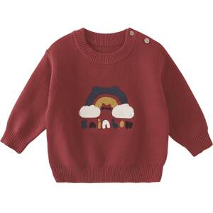 
Baby sweaters, boys' autumn and winter sweaters, girls' tops, infants and young children's pure cotton red New Year's greetings clothes, children's knitted sweaters