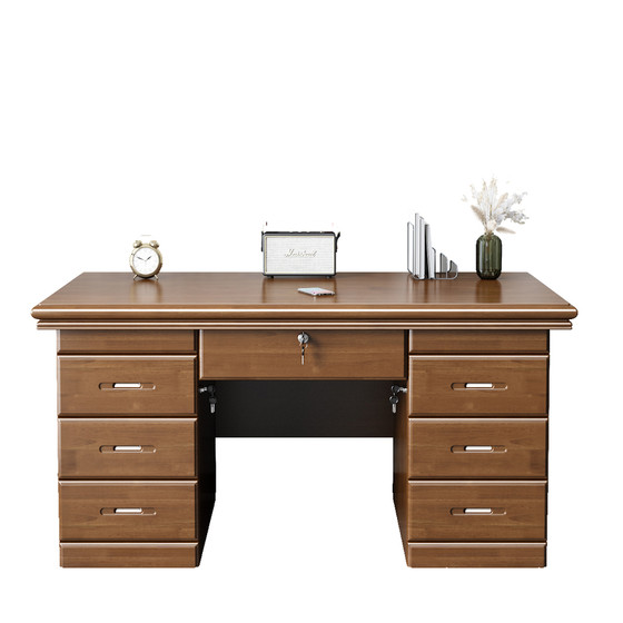 All solid wood desk with drawer, pure solid wood office desk, desktop computer desk, writing desk, office, single person school