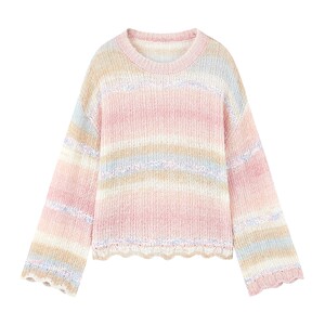 
Round neck gradient New Year sweater for women 2025 winter new romantic style gentle striped sweater bottoming top