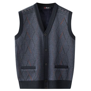 
Fall and winter daddy vest cardigan plus velvet thickened middle-aged and elderly men's vest vest vest men's knitted sweater