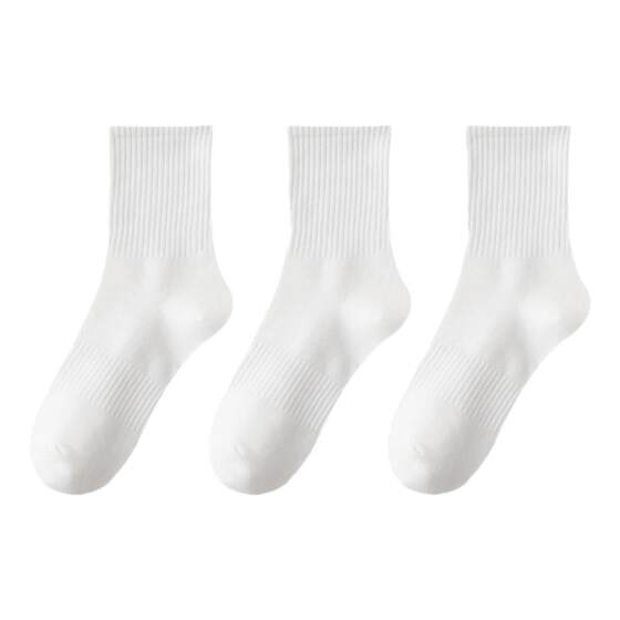 Simple solid color cotton socks mid-tube socks breathable men's socks white socks for women's socks versatile students couple sports short boat socks

