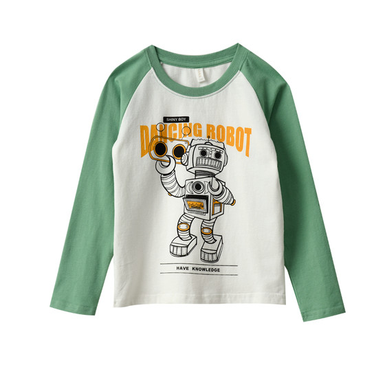 
Children's pure cotton long-sleeved T-shirt for boys and girls rabos and swings for bottoming shirts for robotic medium and large children's tops for spring and autumn clothes