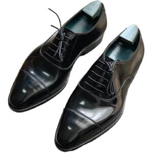 
Pointed toe formal men's shoes, bright leather, popular men's shoes, pure handmade trend, simple three-joint cowhide sole breathable