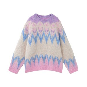 
BJHG Reckless Fantasy Fair Isle Sweater Men's Winter Couple Heavyweight Round Neck Inner Thick Knitted Sweater Women