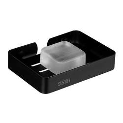 304 stainless steel bathroom black soap dish soap dish punch-free wall-mounted drain soap rack storage rack