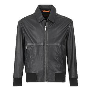 Hugo Boss men's loose leather bomber jacket top coat 50543240