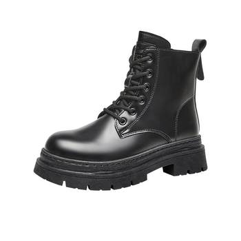 Pull back thick sole black martin boots British style boots