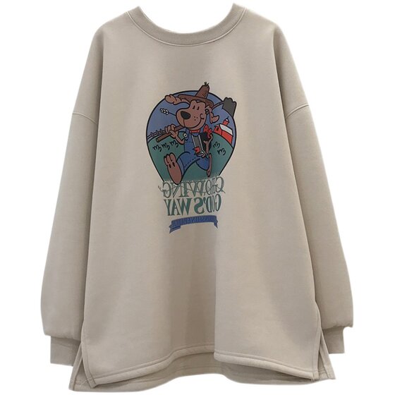 
Casual and lazy style ~ maternity sweatshirt spring women's loose butt-covering sports style cartoon print pregnancy top