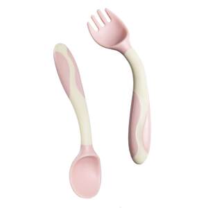 
Baby spoon learning to eat training can be bent for infants and children's complementary food twisting and elbow fork spoon for one or two years old tableware set