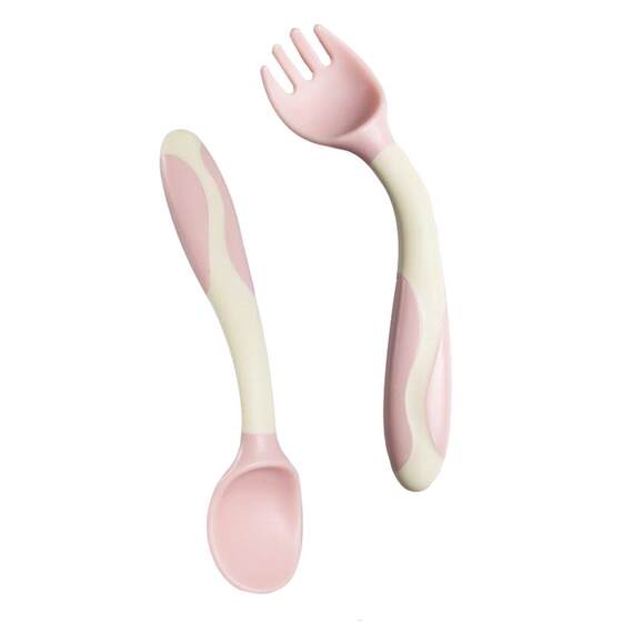 
Baby spoon learning to eat training can be bent for infants and children's complementary food twisting and elbow fork spoon for one or two years old tableware set