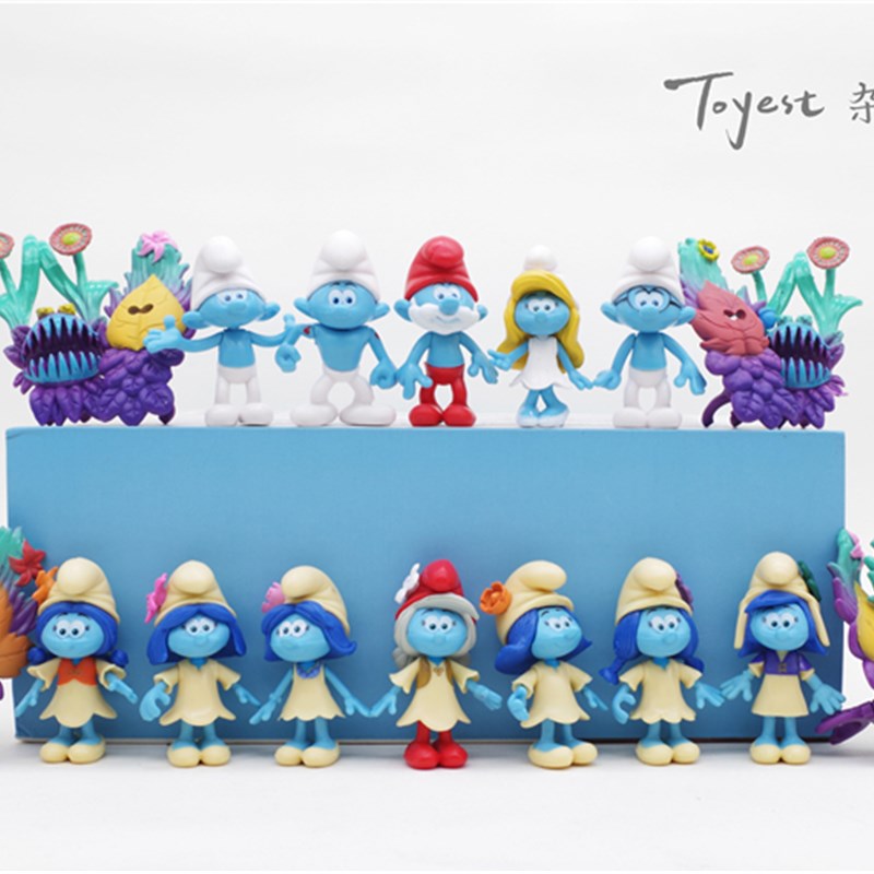 Smurf model doll multi-style set Smurf 3 hand-held looking for mysterious village toy doll ornaments