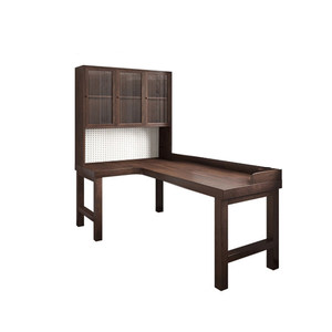 
Solid wood corner bookcase desk integrated wall with perforated board office study table L-shaped computer desk bedroom home
