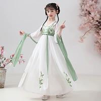 Шифоновое ханьфу, летнее детское тонкое платье, китайский стиль, детская одежда, короткий рукав
