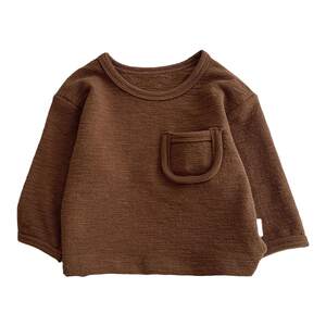 Korean version of baby autumn clothes round neck pullover base shirt baby simple casual long-sleeved T-shirt boys and girls versatile tops
