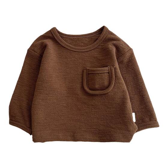 Korean version of baby autumn clothes round neck pullover base shirt baby simple casual long-sleeved T-shirt boys and girls versatile tops
