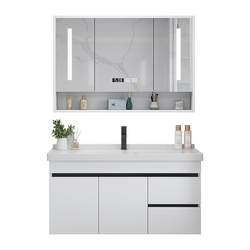 Multi-layer solid wood board bathroom cabinet ceramic integrated basin combination