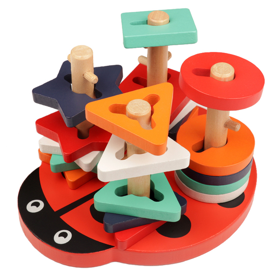 Wooden Geometric Stacking Blocks - Educational Toy for Toddlers