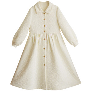 
[Nuanyu Shengyan] Literary Lapel Skirt Jacket Women's 2025 Winter Mid-Length Lantern Sleeve Warm Windbreaker