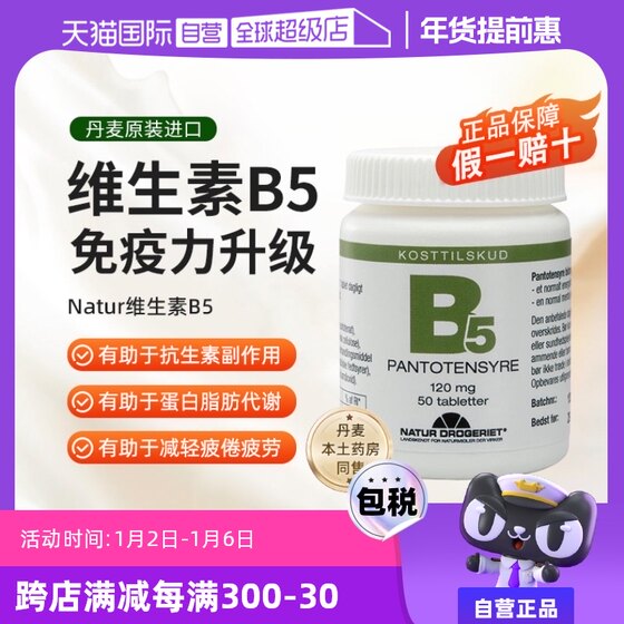 Natur丹草集维生素B5泛酸片提高免疫力助代谢50片/瓶瓶装