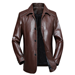 Haining leather head layer leather coat men's large size lapel leather jacket middle -aged and elderly plus cotton thin autumn and winter leather jacket new