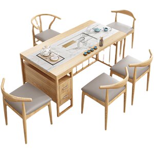 
The original wood color tea table, Kung Fu tea table, tea table, kettle, office tea table, new Chinese tea table and chair combination