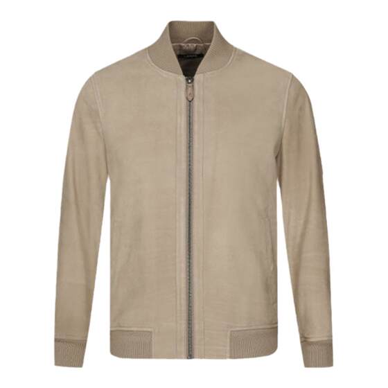 
[Genuine velvet cowhide] LAMPO/Blue Leopard men's leather jacket Genuine velvet cowhide baseball collar business leather jacket